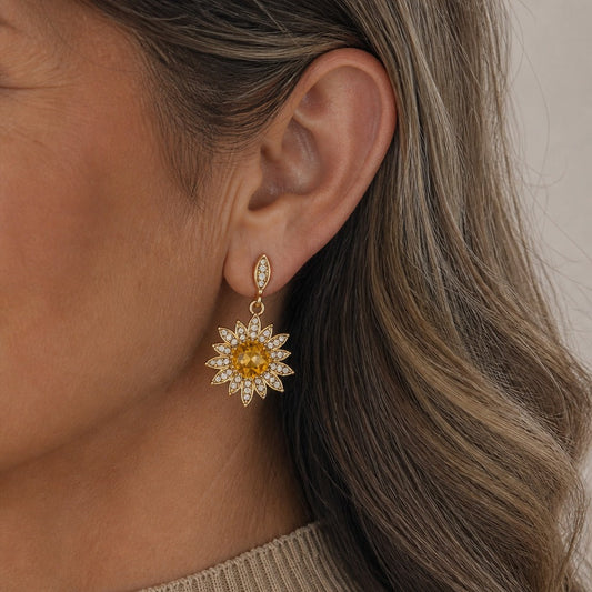 Radiant Sunflower Drop Earrings