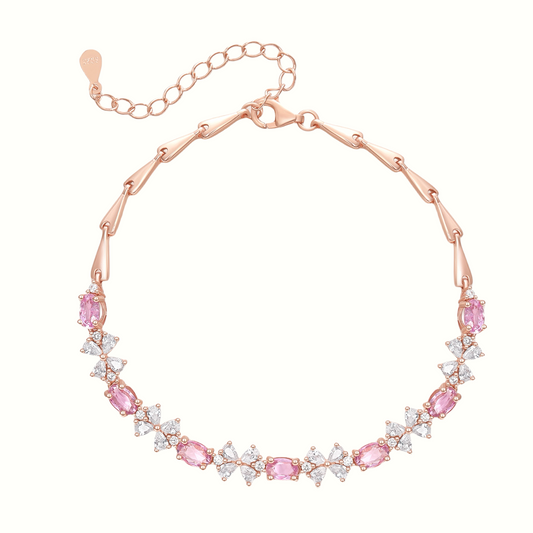 Natural Pink Topaz Bow Bracelet