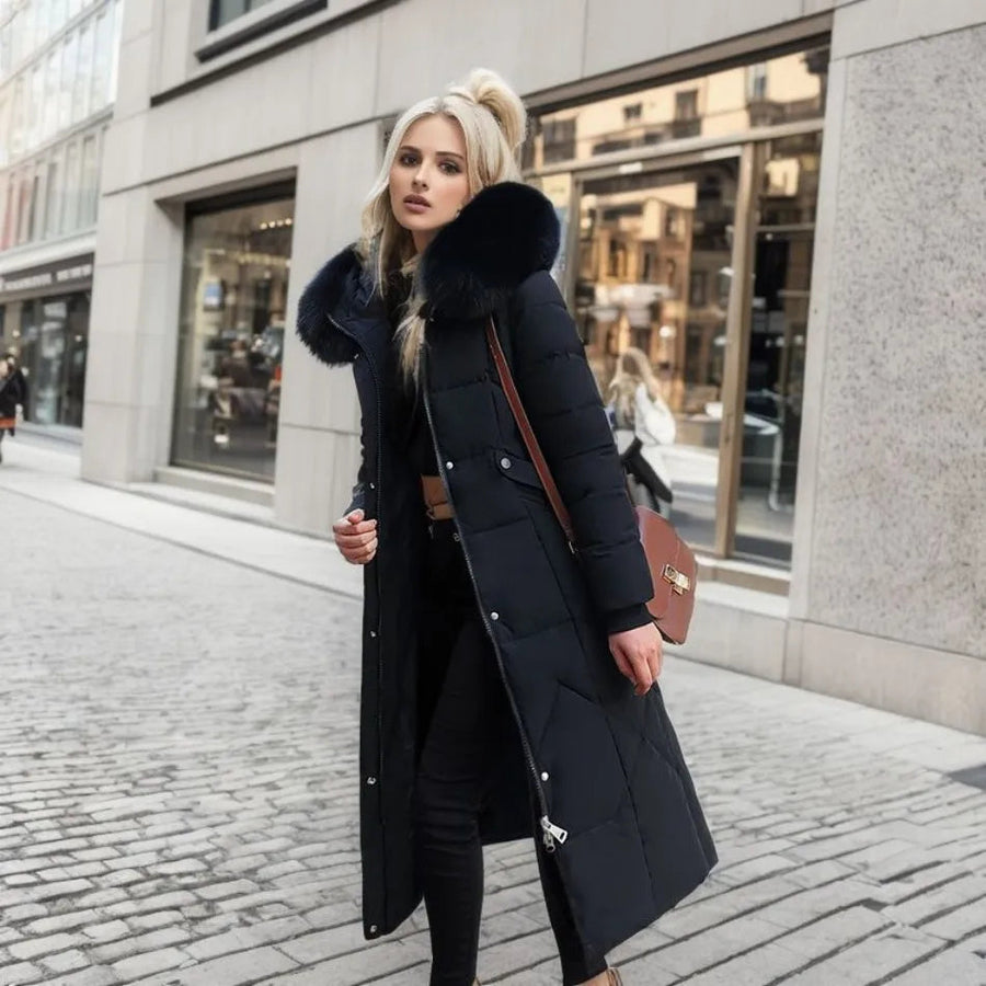 Jessica | Women's Winter Quilted Coat with Hood Trim