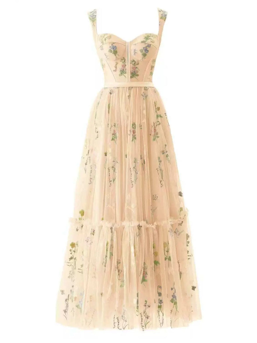 Eulalia Lace-Up Mesh Dress in Sage