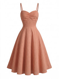 1950s Cotton Jacquard Spaghetti Strap Swing Dress