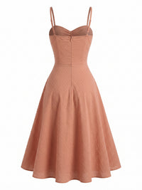 1950s Cotton Jacquard Spaghetti Strap Swing Dress