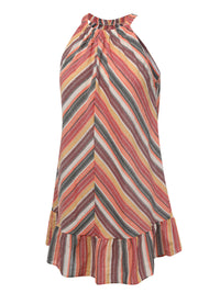1980s Round Halter Antique Stripe Dress
