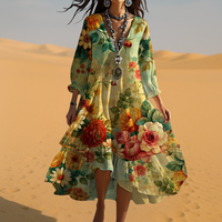 Victoria | Women's Vintage Boho V-Neck Summer Dress