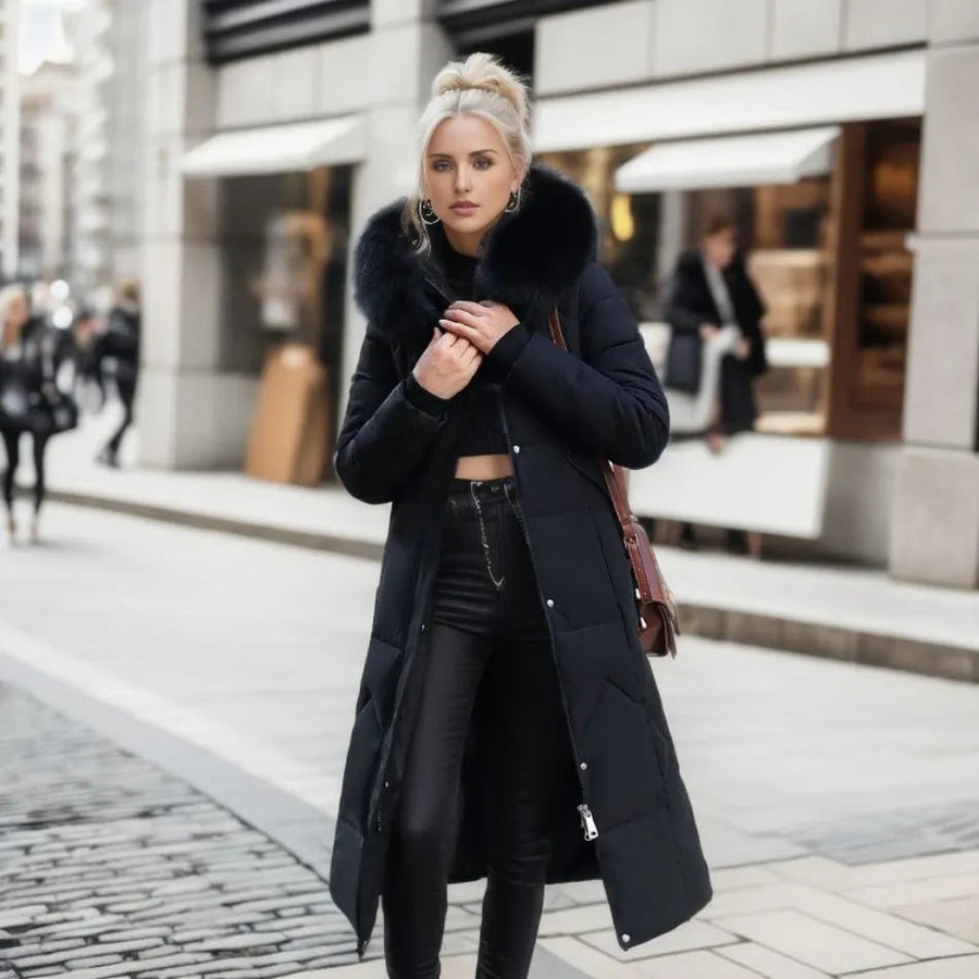 Jessica | Women's Winter Quilted Coat with Hood Trim