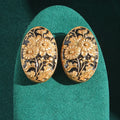 Art Deco Floral Engrave Earrings