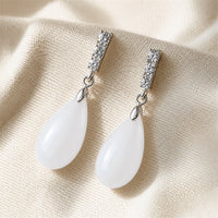 Shimmering Jade Drop Earrings