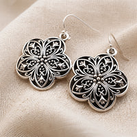 Vintage Silver Flower Earrings