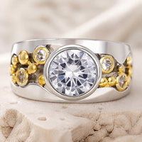 Golden Two Tone Zirconia Ring