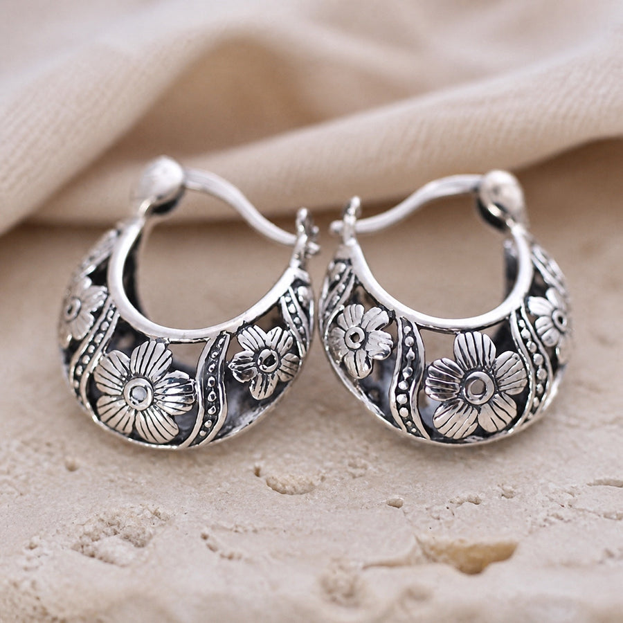 Unique Flower Hoop Earrings