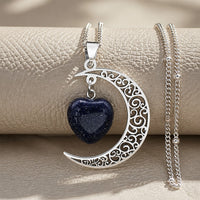 Midnight Moon Heart Necklace