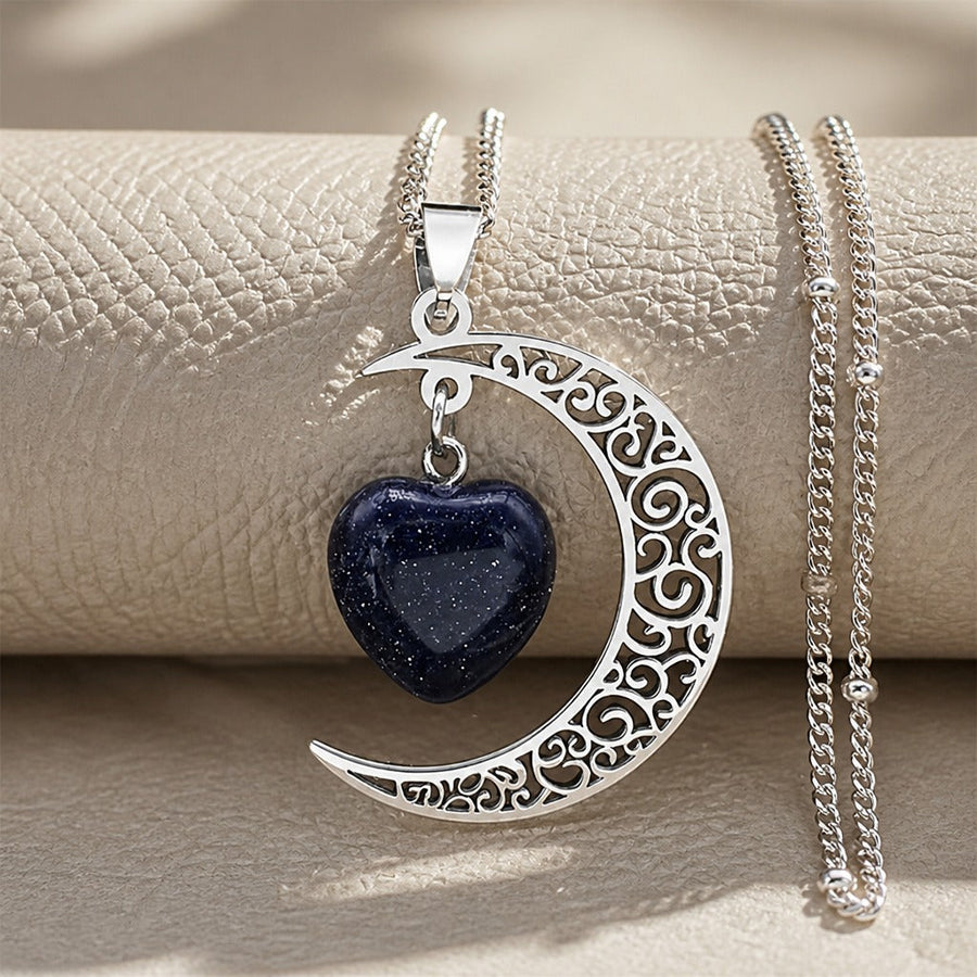 Midnight Moon Heart Necklace