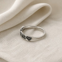 Onyx Heart Halo Ring