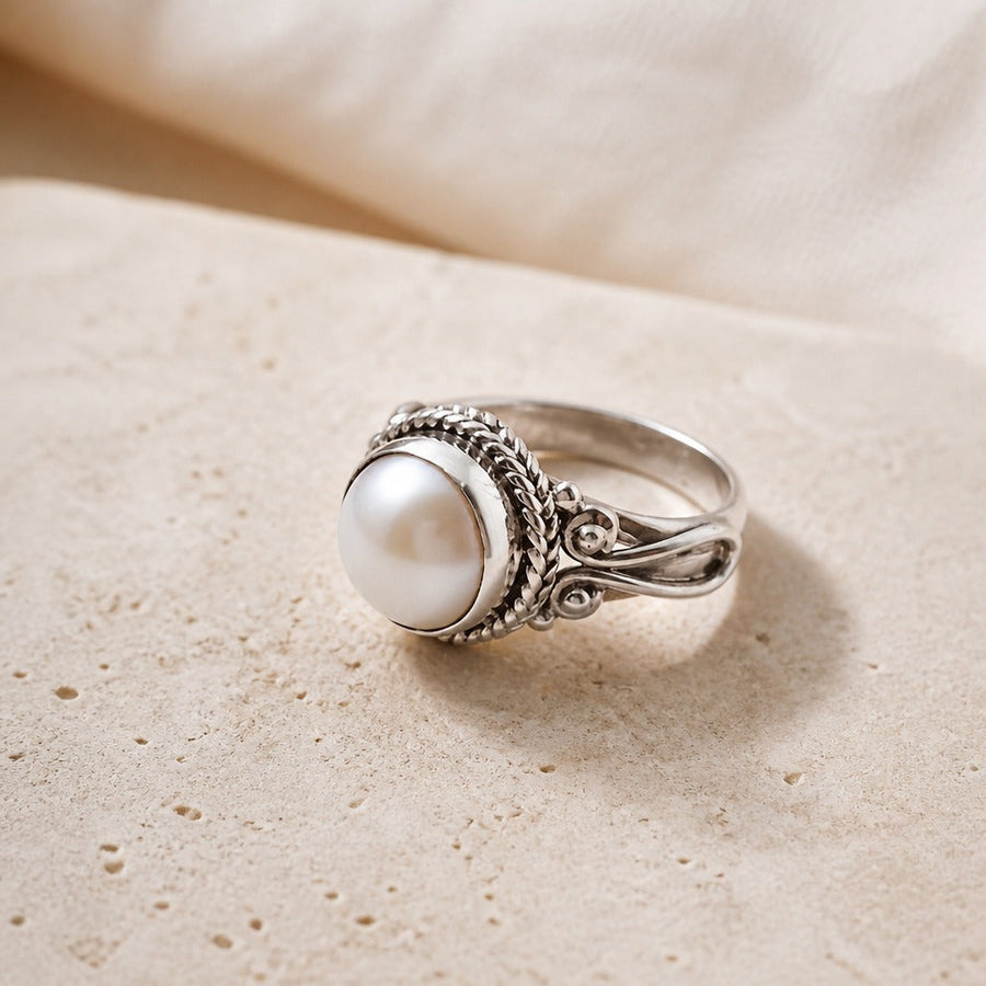 Opulent Pearl Solitaire Ring