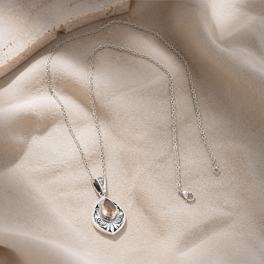 Vintage Amber Teardrop Pendant