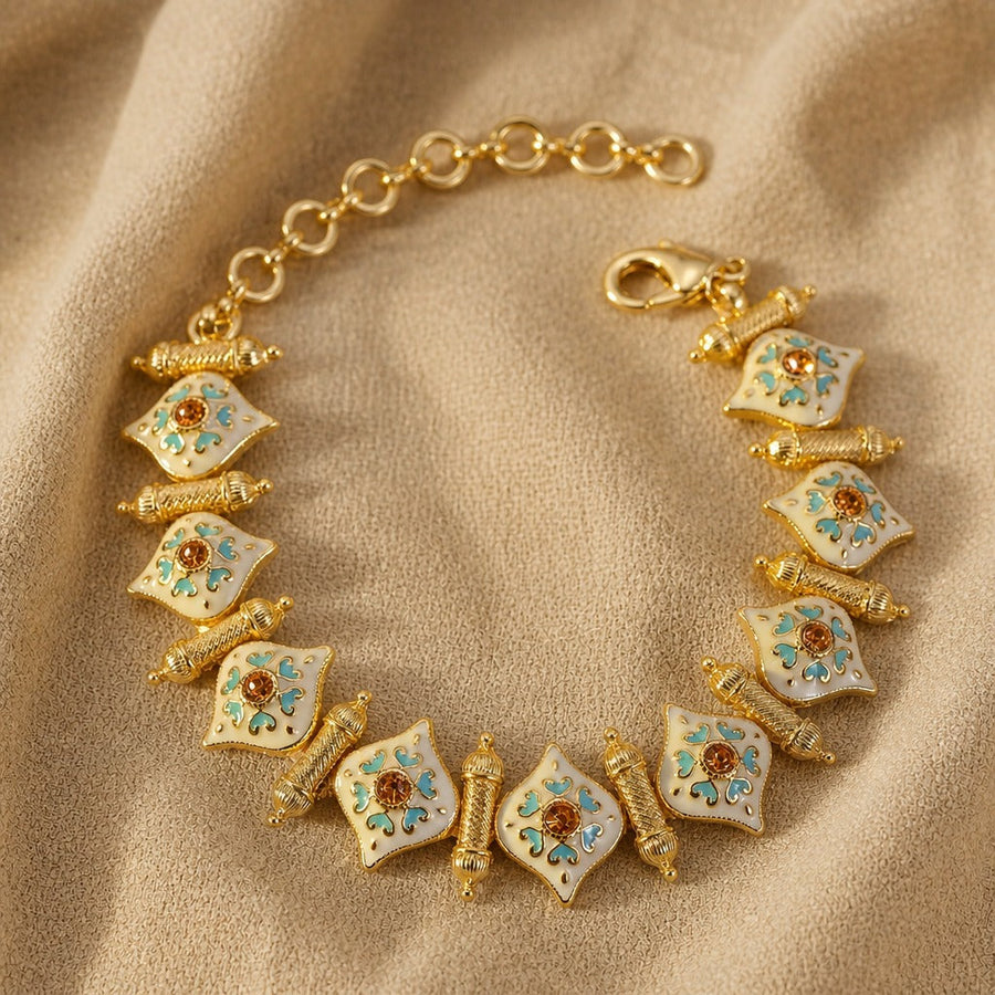 Midcentury Gilded Enamel Bracelet