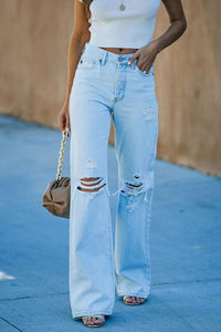Birgit | Women's Spring High-Waist Distressed Wide Leg Jeans