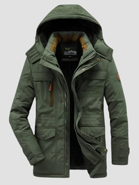 Men's Cotton Blend Military Parka with Fur Lined Hood
