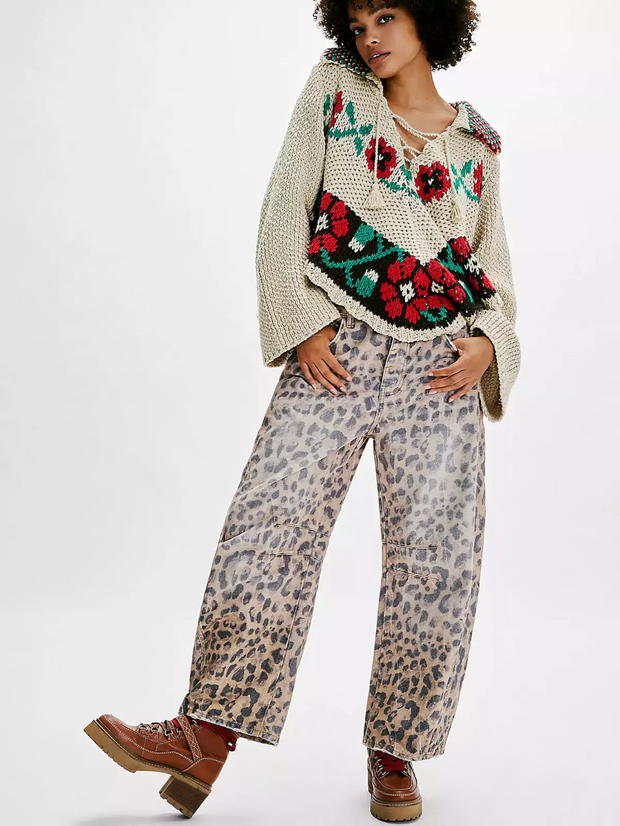 Lena | Women's Relaxed Fit Leopard Print Jeans