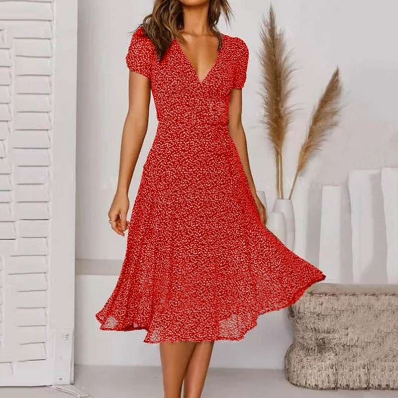 Jana | Women's Flowing V-Neck Midi Dress