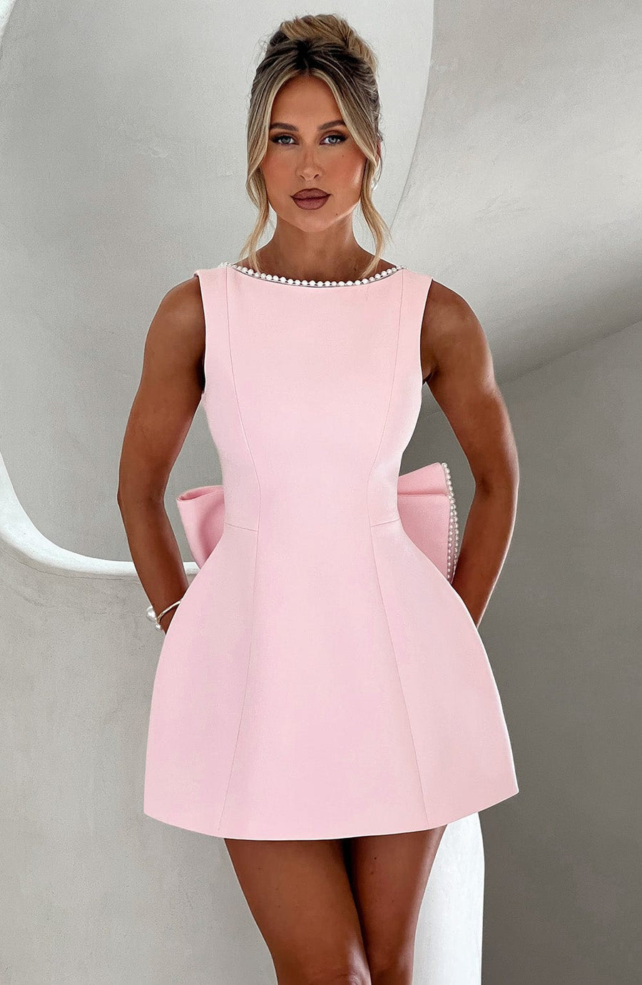 Isabella | Women's Textured Wedding Guest Mini Dress