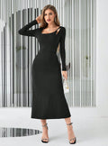 Hollow Back and Slim Long Sleeve Dress