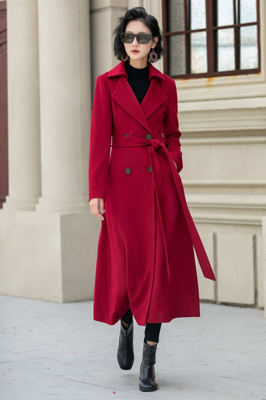 Wool Maxi Coat Double Breasted Fit & Flare Silhouette 5348