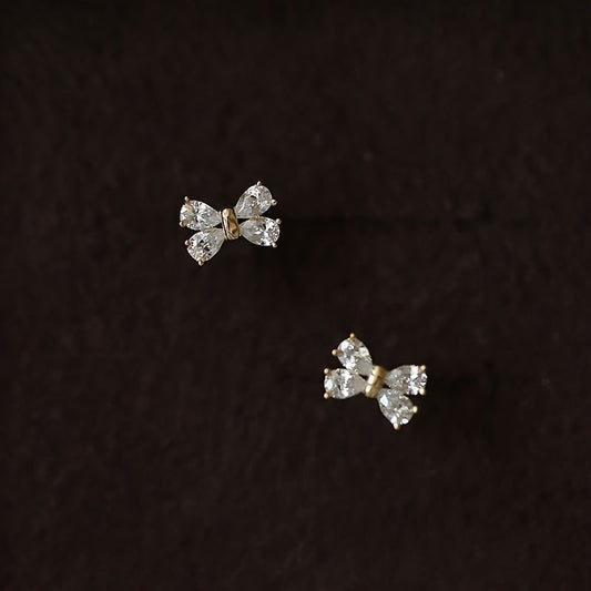Zirconia Mini Bow Stud Earrings