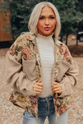 Waffle Knit Patchwork Chest Pockets Buttoned Jacket