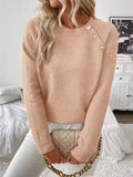 Karine | Women's Crew Neck Sweater with Shoulder Button Detail
