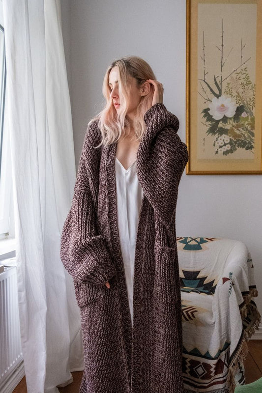 Rib-knit Cardigan With Pockets. Oversized Maxi Coat - Etsy