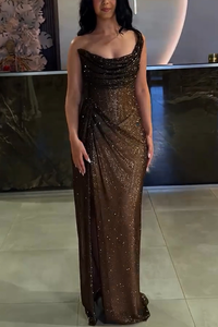 Gorgeous One Shoulder Mermaid Long Formal Party Dress with Split