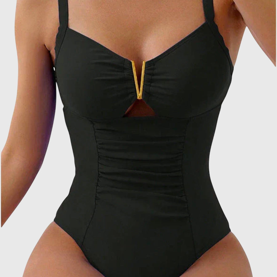 Taylor | Women's Ruched V-Neck One-Piece Swimsuit