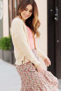 Woven Button Accented Cardigan