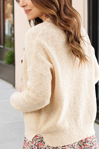 Woven Button Accented Cardigan