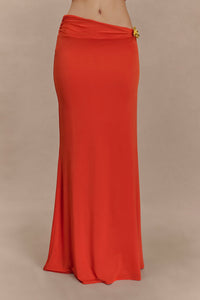 Ainsley Asymmetrical Maxi Dress in Burnt Orange