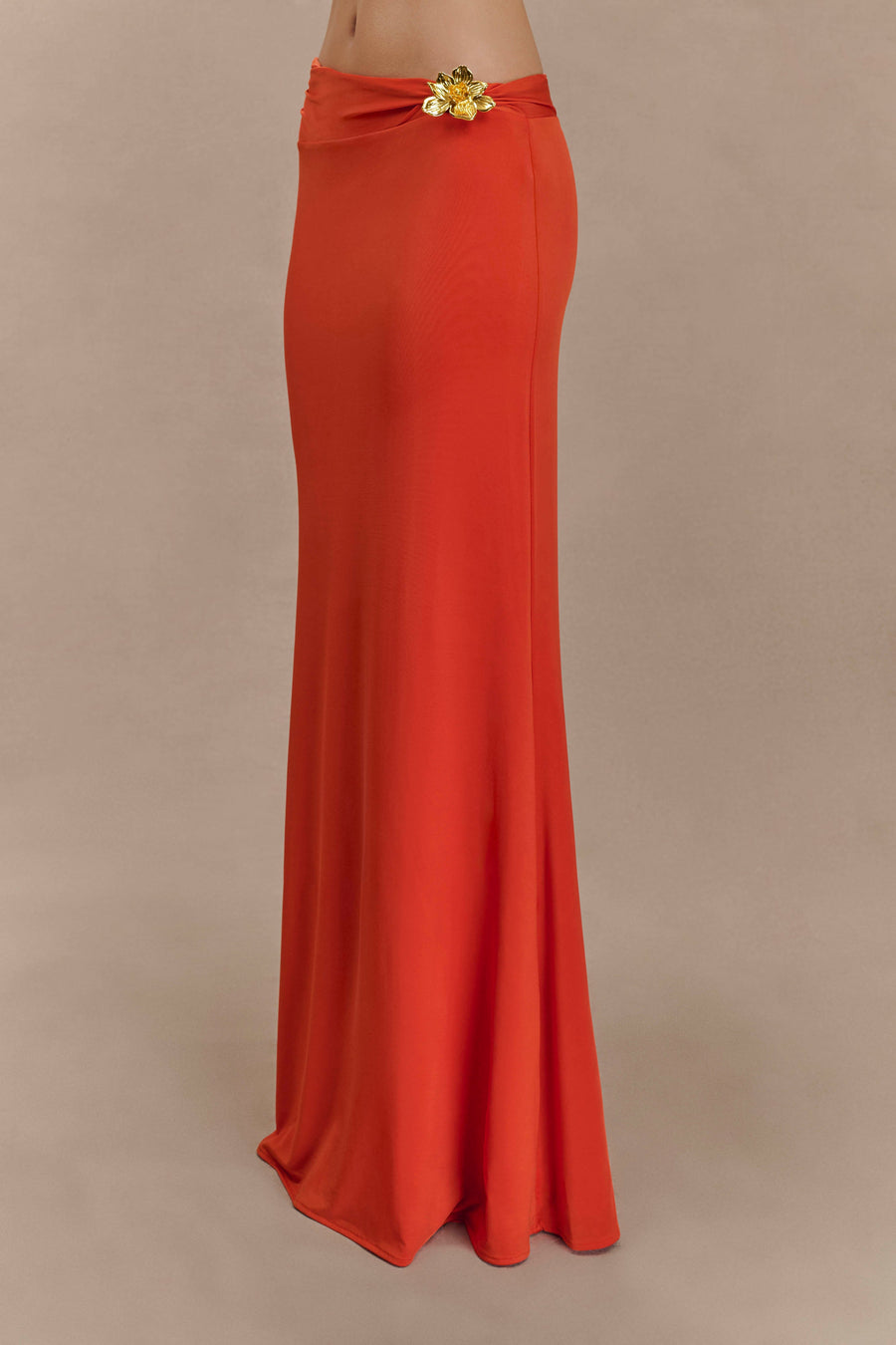 Ainsley Asymmetrical Maxi Dress in Burnt Orange