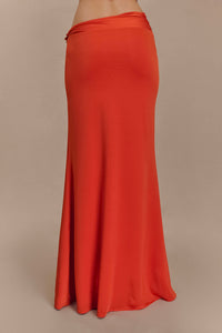 Ainsley Asymmetrical Maxi Dress in Burnt Orange