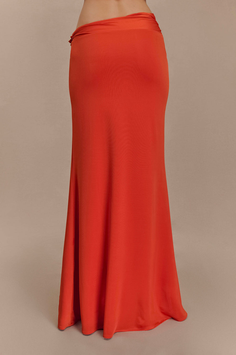 Ainsley Asymmetrical Maxi Dress in Burnt Orange