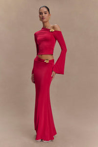 Ainsley Asymmetrical Maxi Dress in Burnt Orange