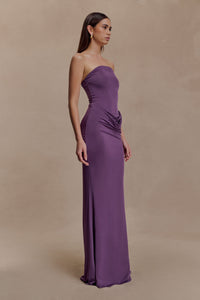 Madison Slinky Strapless Maxi Dress in Chocolate