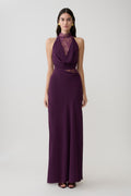Arra Chiffon & Lace Halter Maxi Dress
