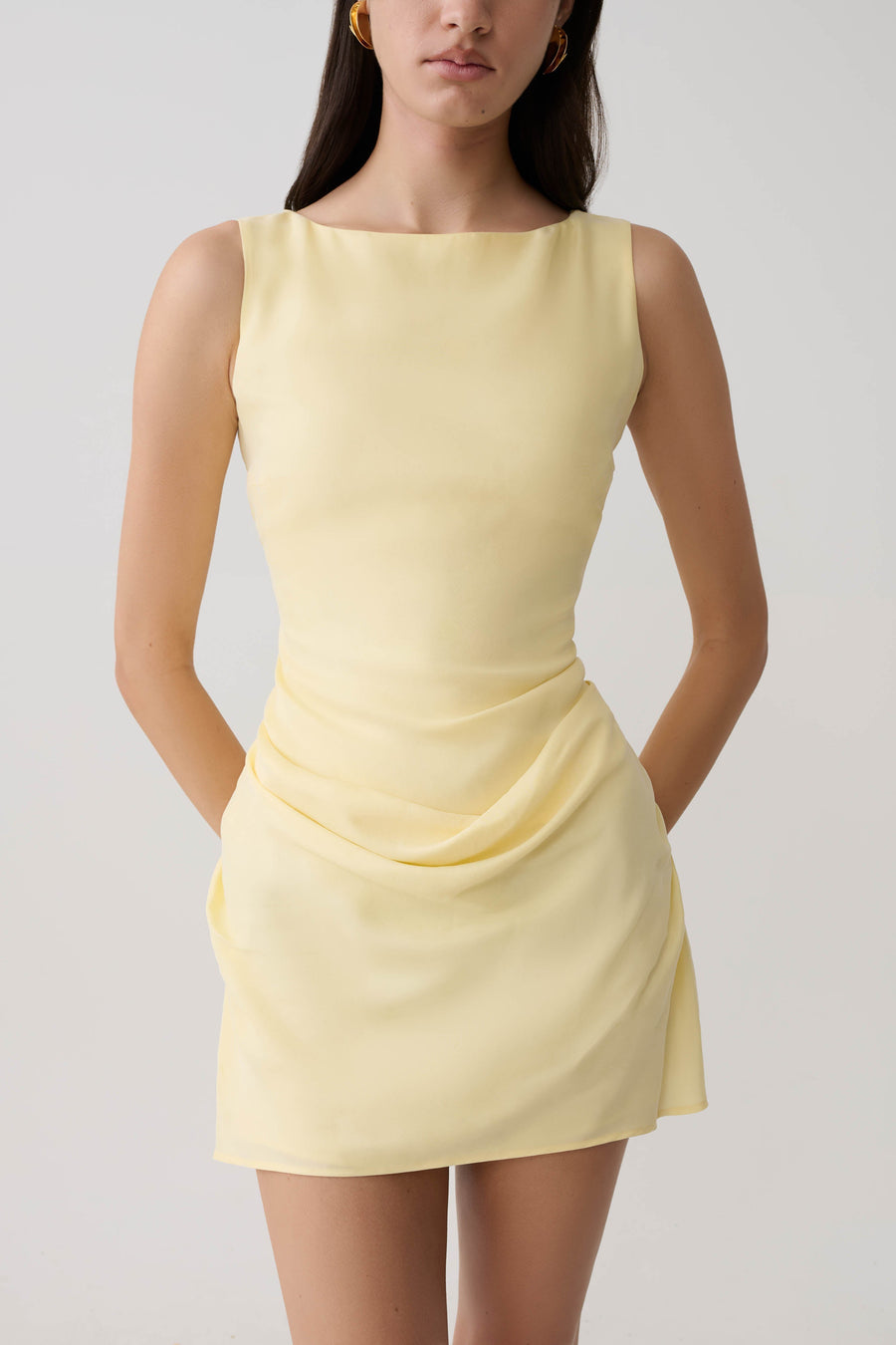 Bexley Draped Mini Dress in Dark Chocolate