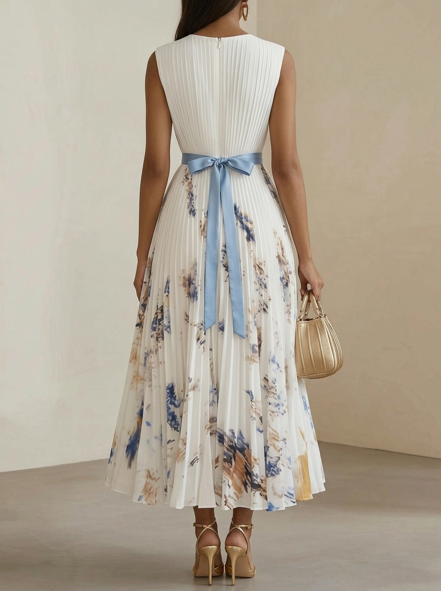Margot Printed Pleated Dress