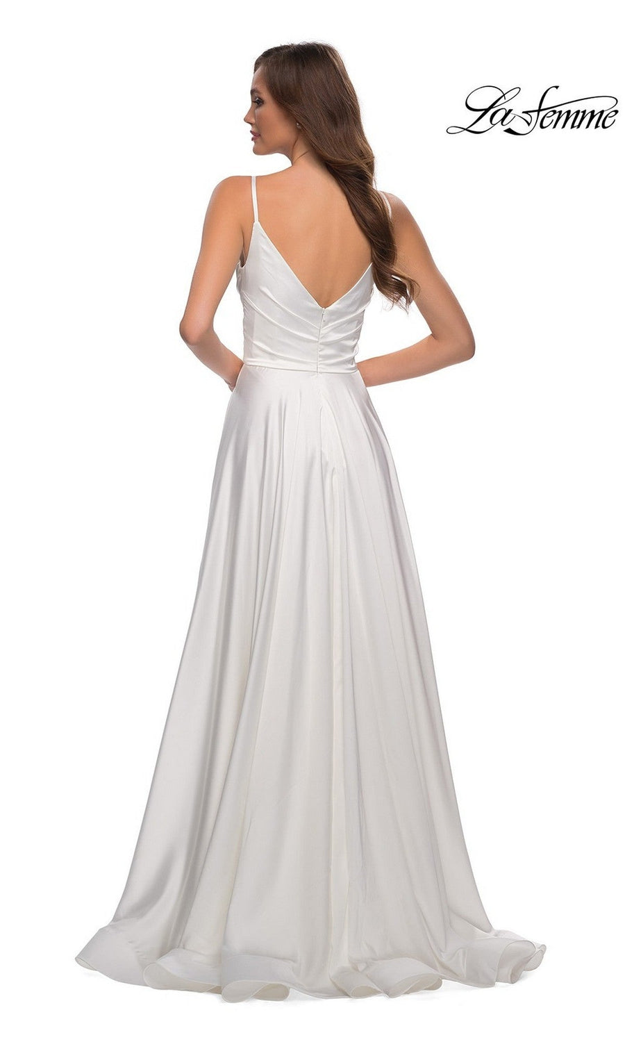 La Femme V Neck Long a Line Prom Dress 28607