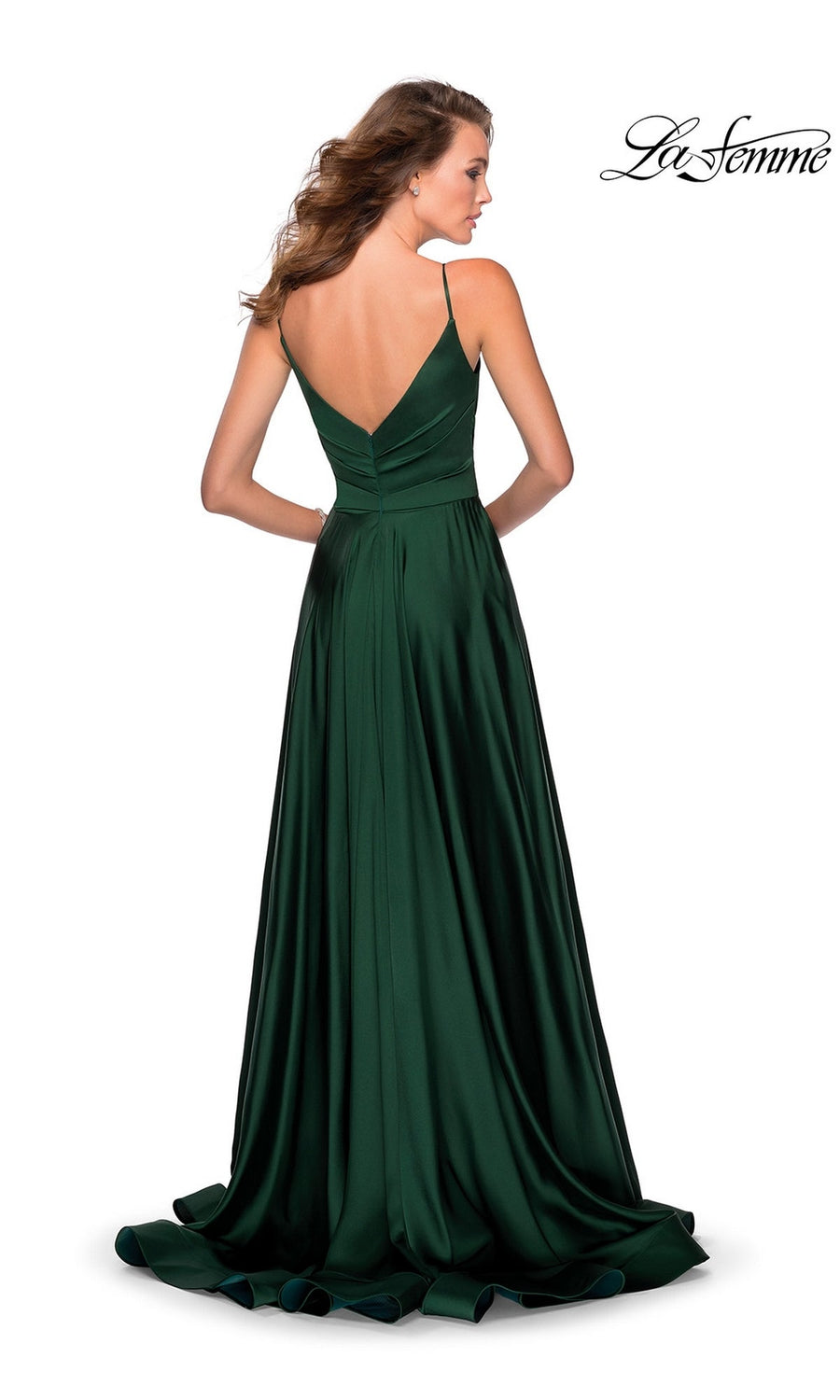 La Femme V Neck Long a Line Prom Dress 28607