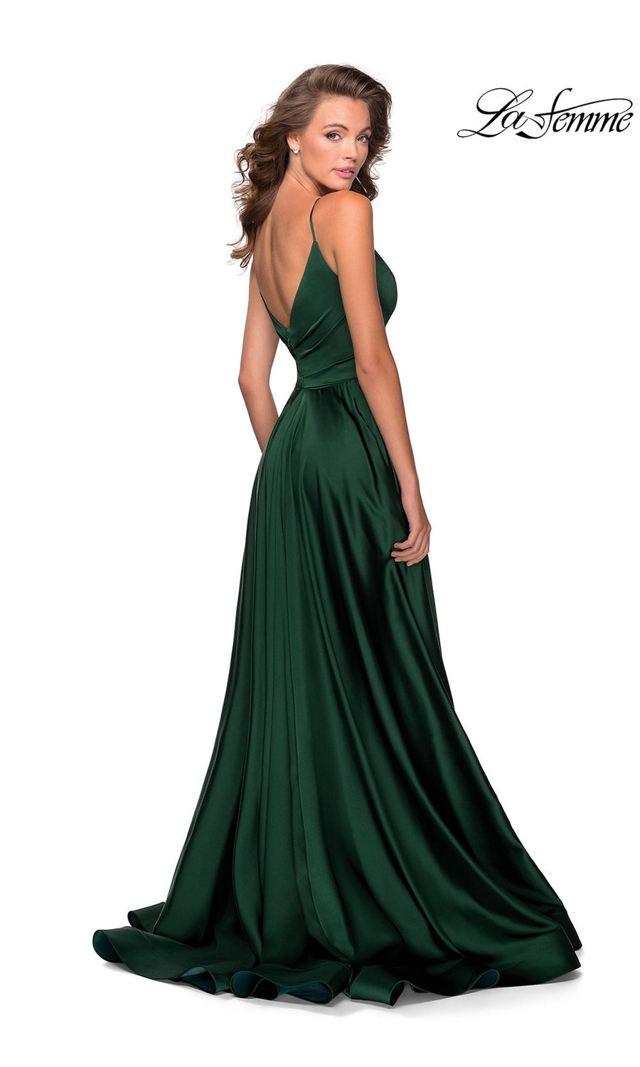 La Femme V Neck Long a Line Prom Dress 28607