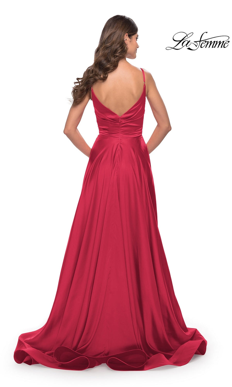La Femme V Neck Long a Line Prom Dress 28607