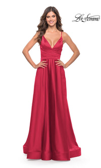 La Femme V Neck Long a Line Prom Dress 28607