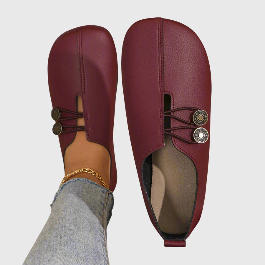 Regine | Women's Spring Casual Slip-On Flats with Button Detail